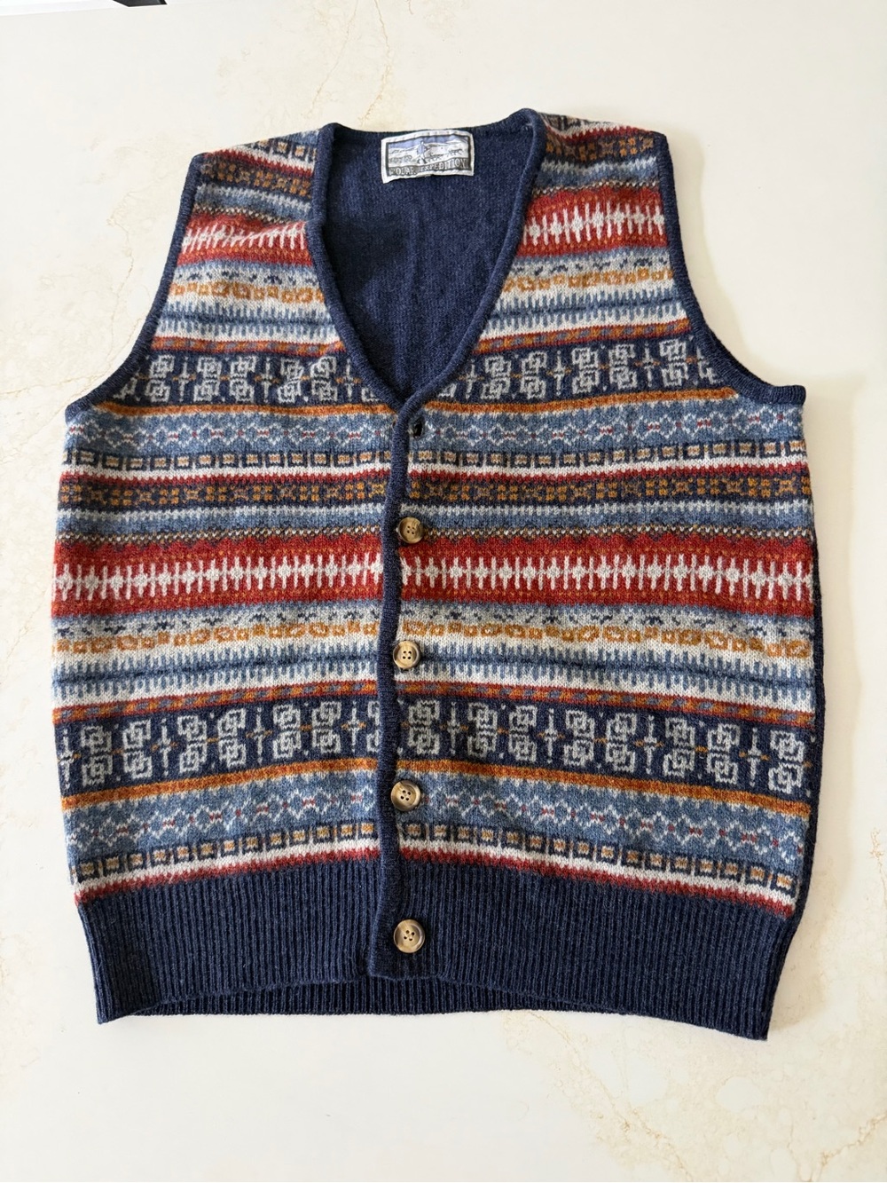 Vintage wool fair isle button up sweater vest